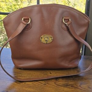 BURBERRYS VINTAGE BROWN LEATHER SHOULDER BAG WITH COA